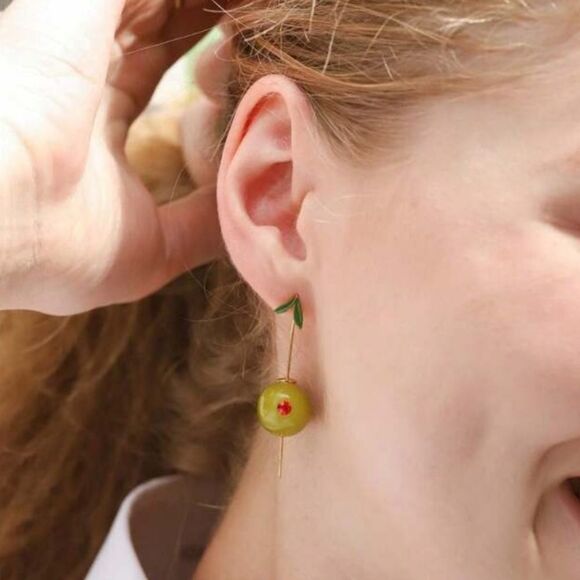 Olive Green Drop Earrings #1705 - Picture 2 of 4